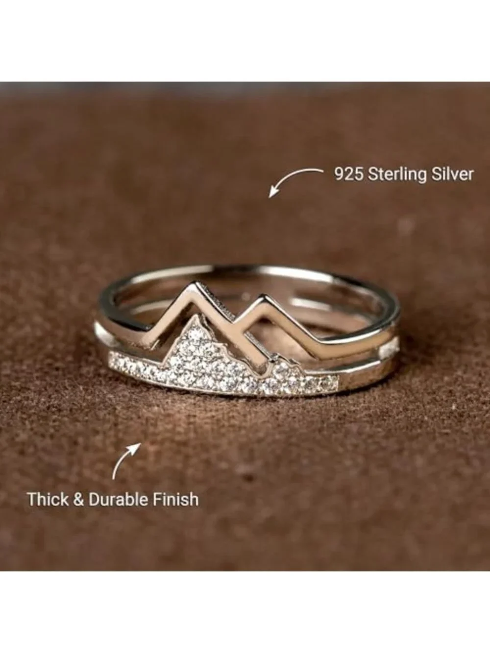 Sterling Silver Mountain Ring for Women, Western Style Faith Statement Jewelry